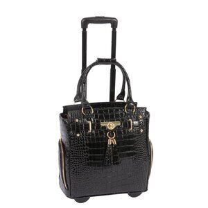 Petite Cosmopolitan Rolling Laptop Bag - Black Patent Briefcase or Travel Tote